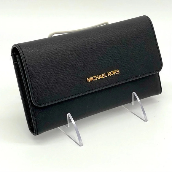 Michael Kors Trifold Wallet Black Leather - Picture 2 of 8